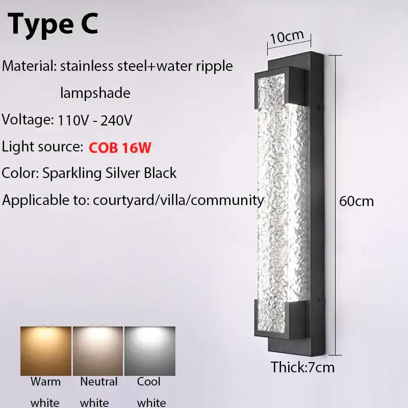 Modern black led wall sconce garden textured amber glass light