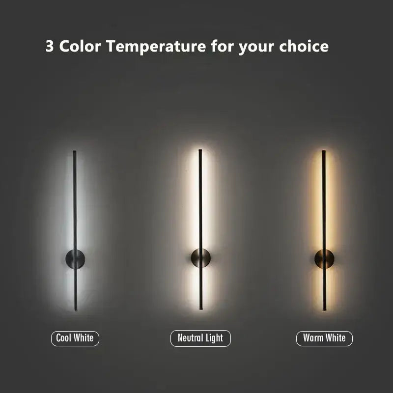 Modern black led wall sconce with dimmable touch switch for bedroom