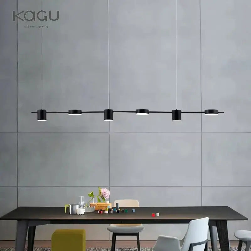 Modern black linear dimmable led ceiling chandelier dining room