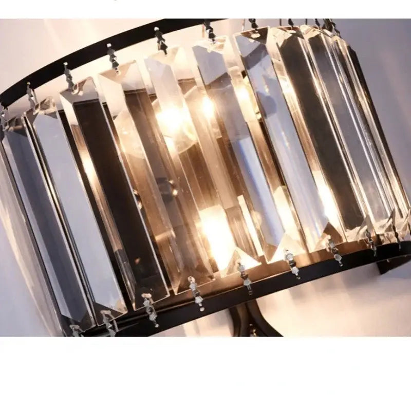 Modern black metal crystal led wall lamp for living room