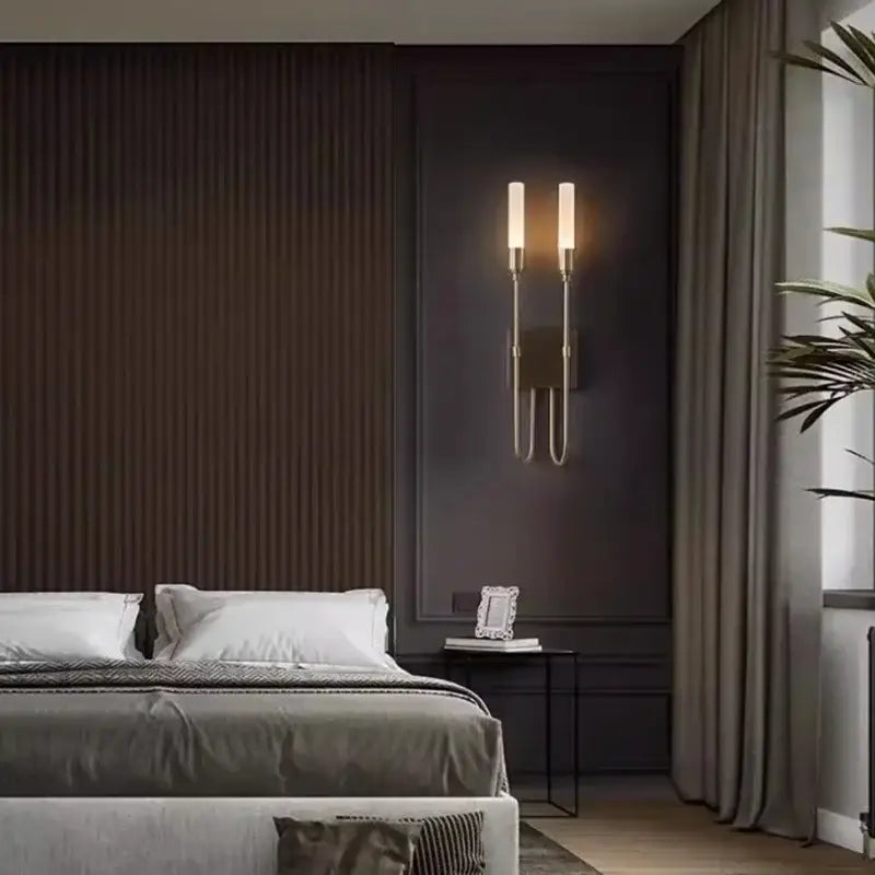 Modern black metal double headed led wall lamp bedroom sconce