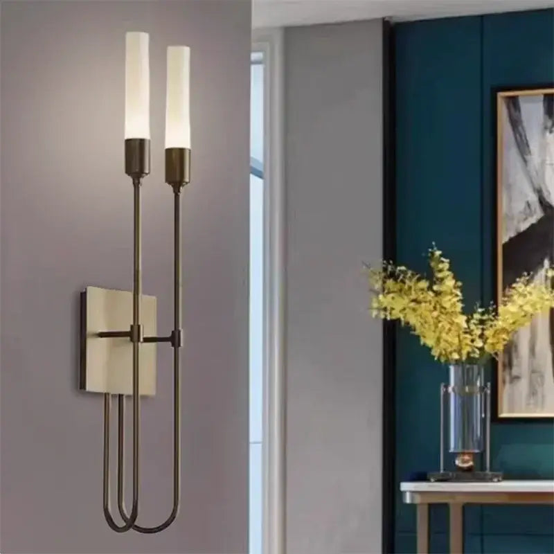 Modern black metal double headed led wall lamp bedroom sconce