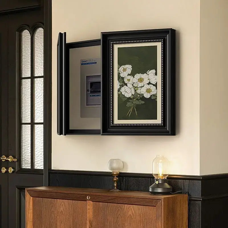 Modern black mirror electric meter box cover foyer decorative painting