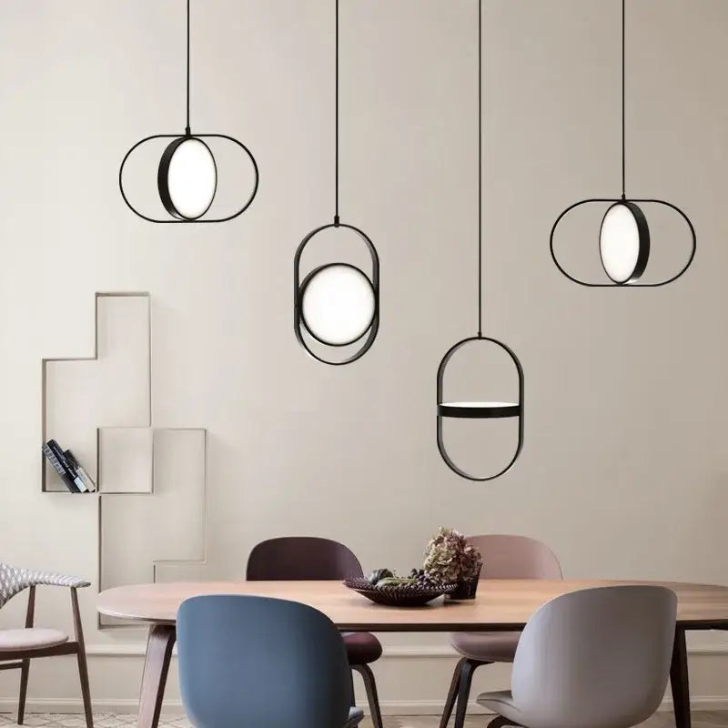 Modern black oval adjustable angle pendant light for shop or kitchen