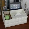 Modern black quilted leather tissue box holder for office and home