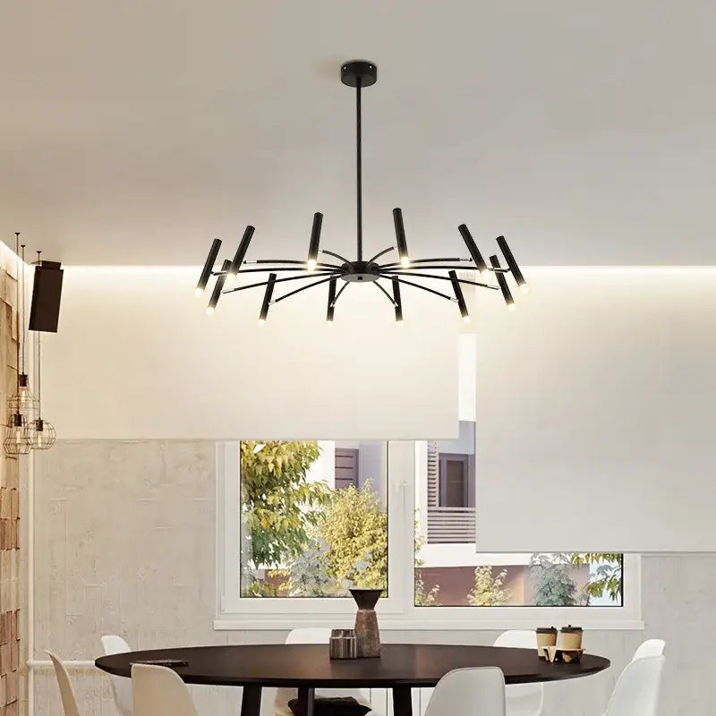 Modern black radial led ceiling pendant lamp for living room