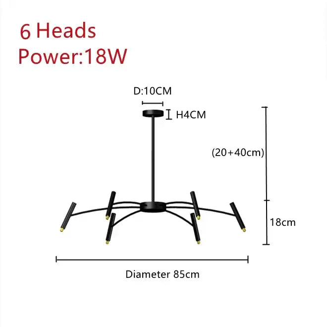 Modern black radial led ceiling pendant lamp for living room