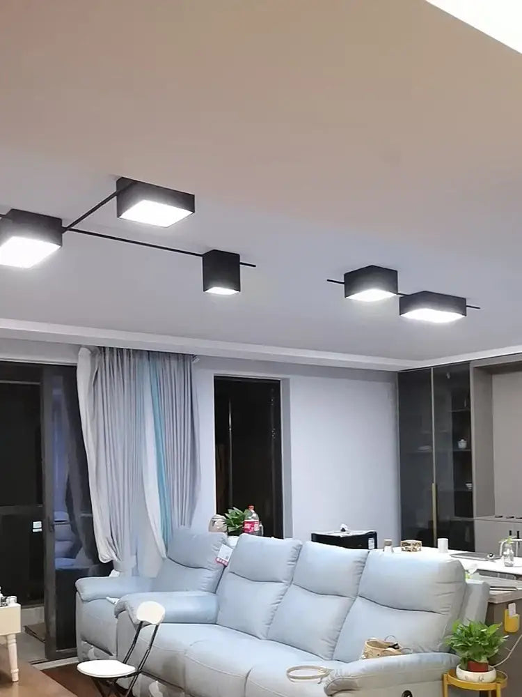 Modern black rectangular led ceiling lamp dining room cube lights