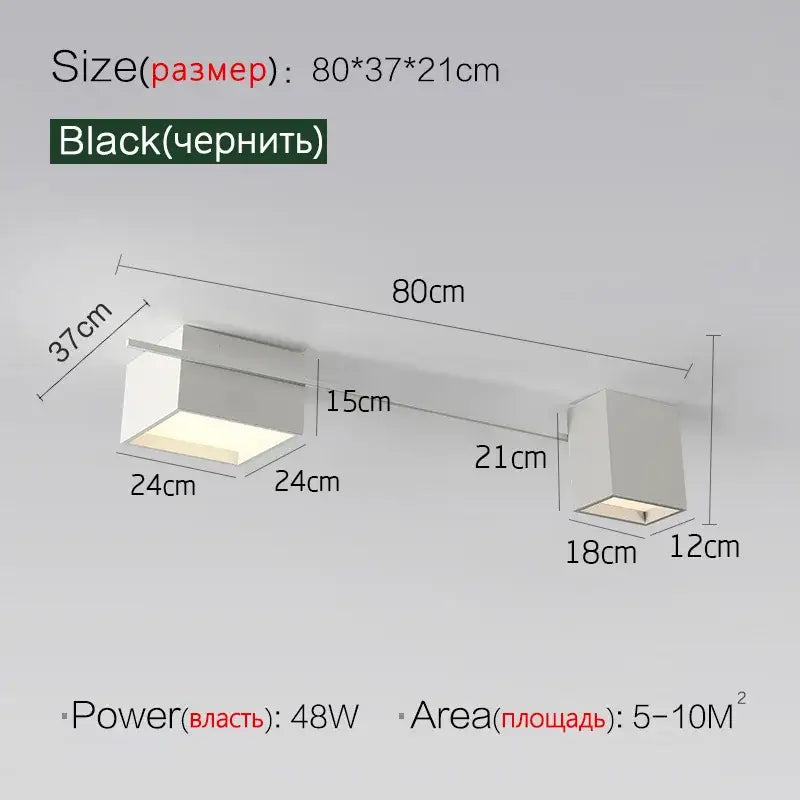 Modern black rectangular led ceiling lamp dining room cube lights