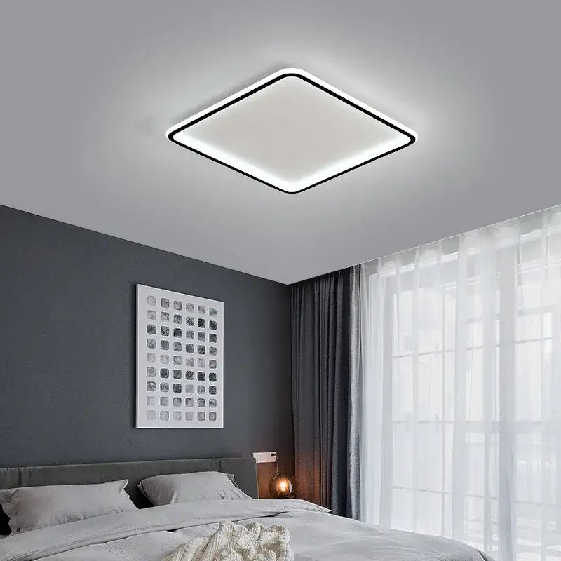 Modern black rectangular led ceiling lamp living room dimmable light