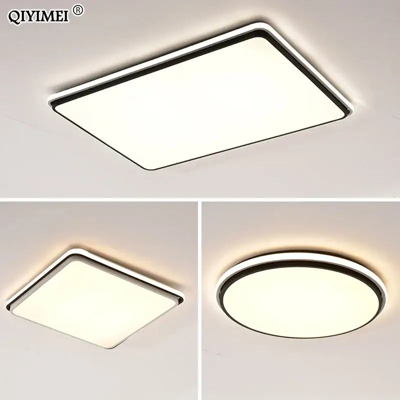 Modern black rectangular led ceiling lamps for living room