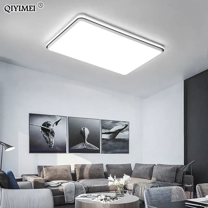 Modern black rectangular led ceiling lamps for living room