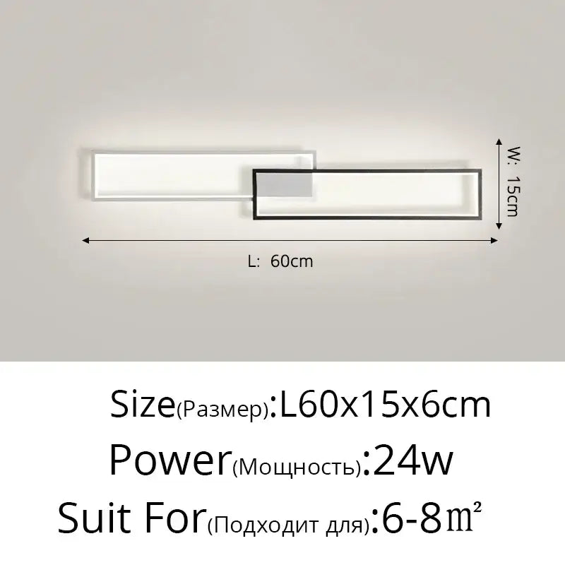 Modern black rectangular led ceiling light living room fixture