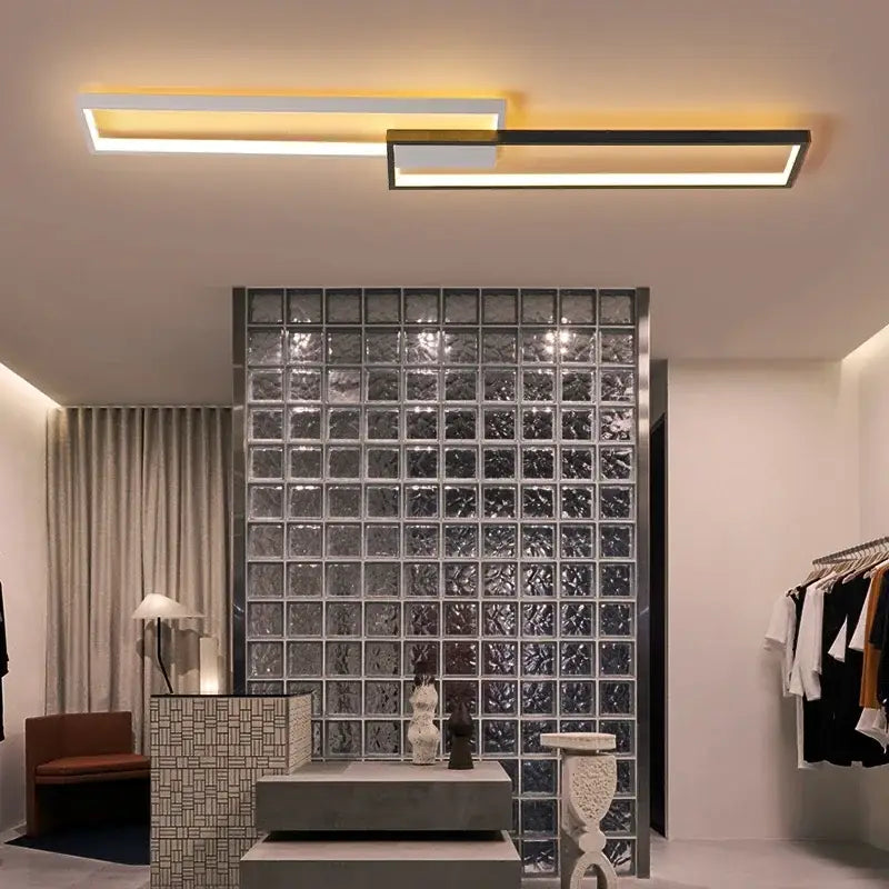 Modern black rectangular led ceiling light living room fixture