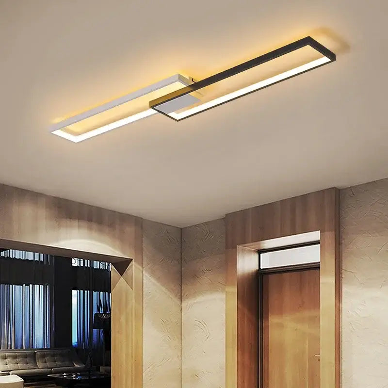 Modern black rectangular led ceiling light living room fixture