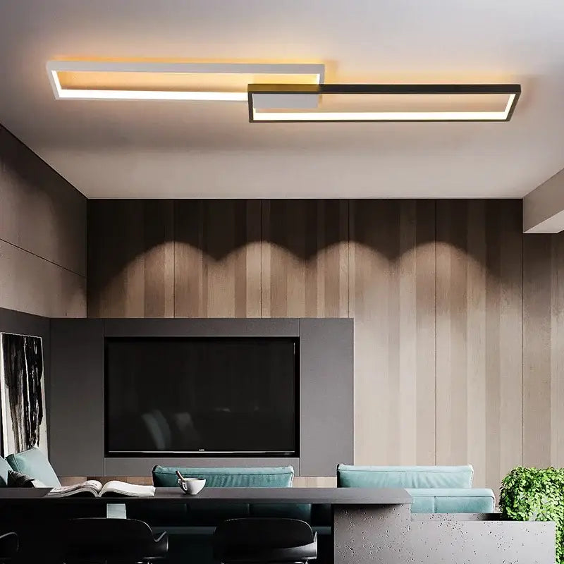 Modern black rectangular led ceiling light living room fixture