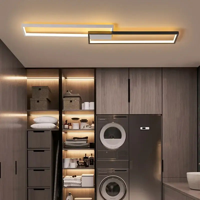Modern black rectangular led ceiling light living room fixture
