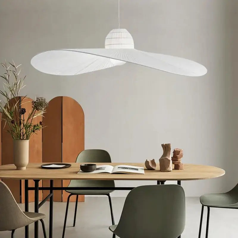 Modern black ribbed designer fabric hat pendant lamp living room