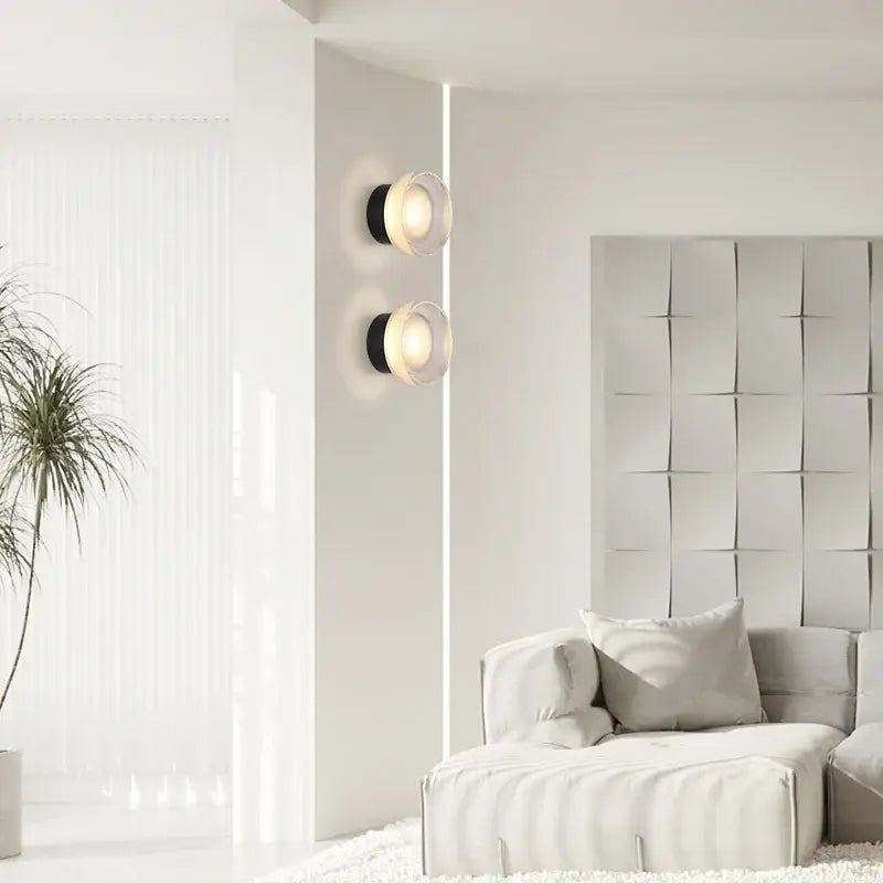 Modern black ribbed glass wall sconce bedroom led light