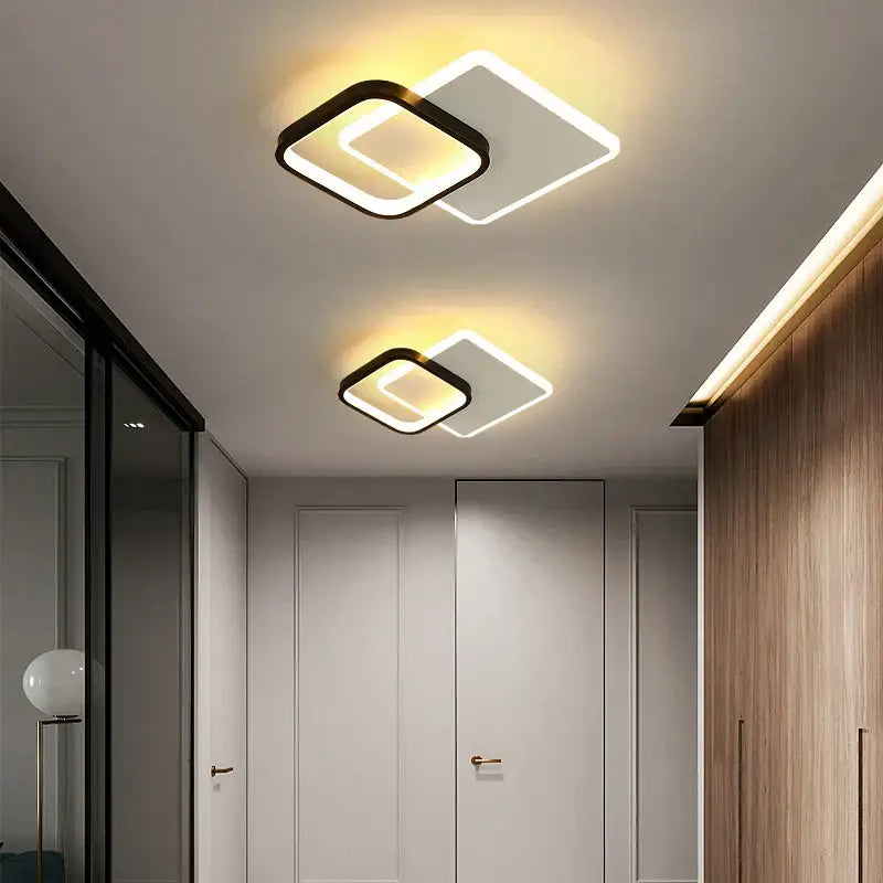 Modern black square led ceiling lamp bedroom lighting