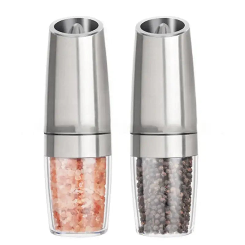 Modern black & stainless steel electric salt pepper grinder kitchen