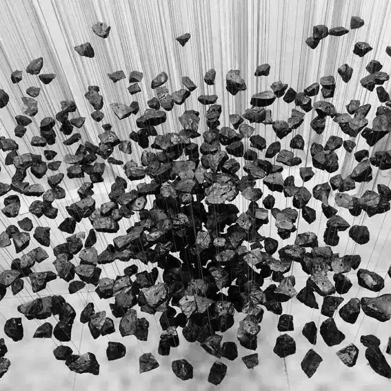 Modern black stone crystal chandelier hallway pendant light