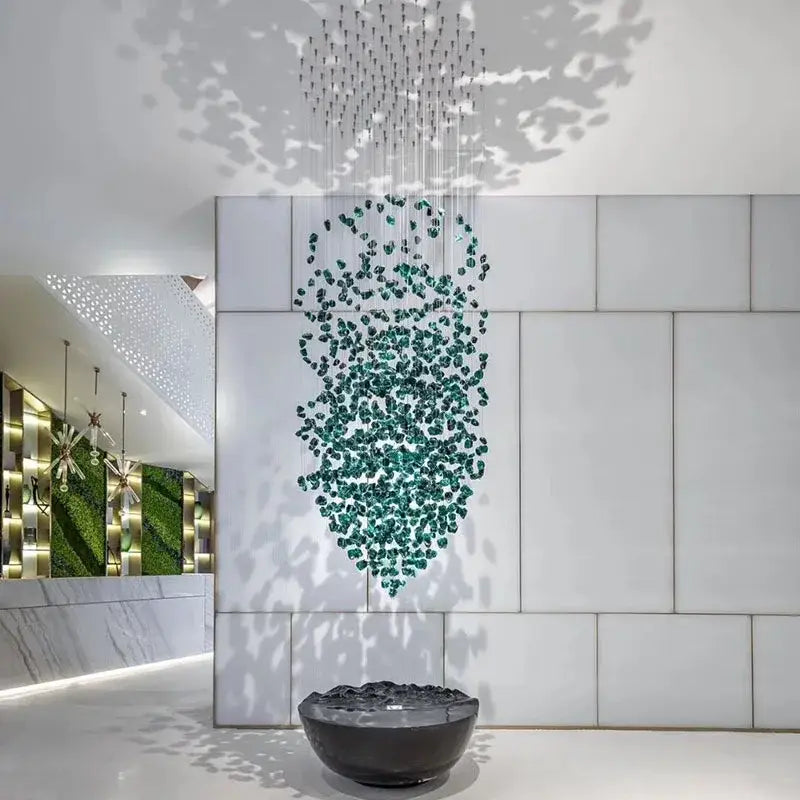 Modern black stone crystal chandelier hallway pendant light