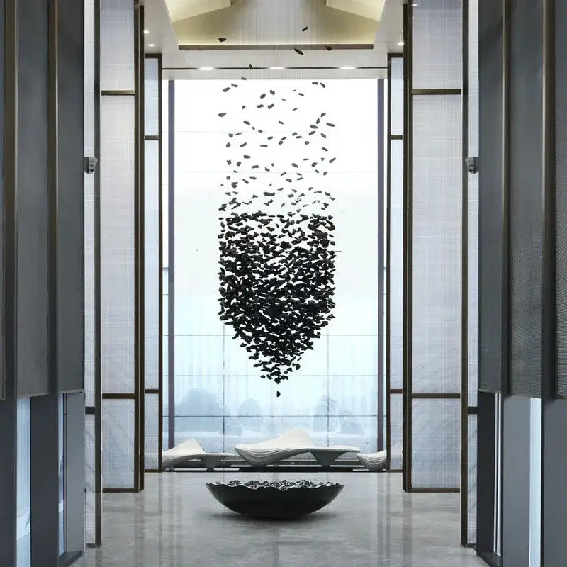 Modern black stone decorbites crystal chandelier staircase lighting