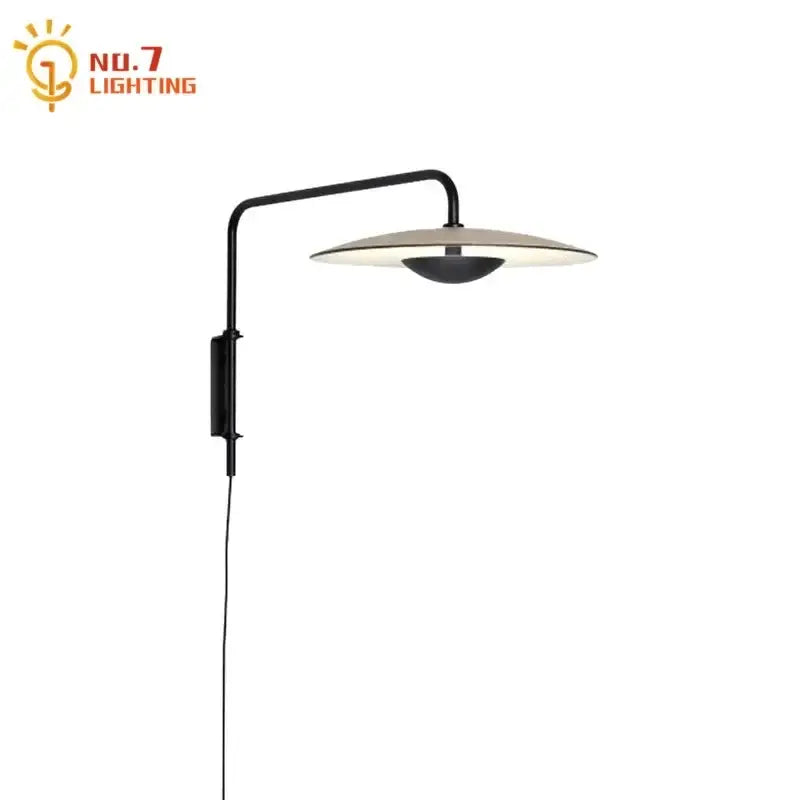 Modern black swing arm wall lamp bedroom iron art sconce