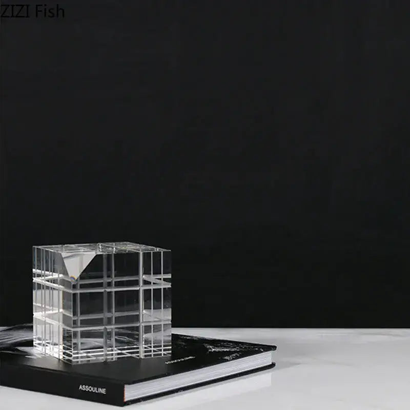 Modern black & transparent crystal magic cube desk ornament office decor