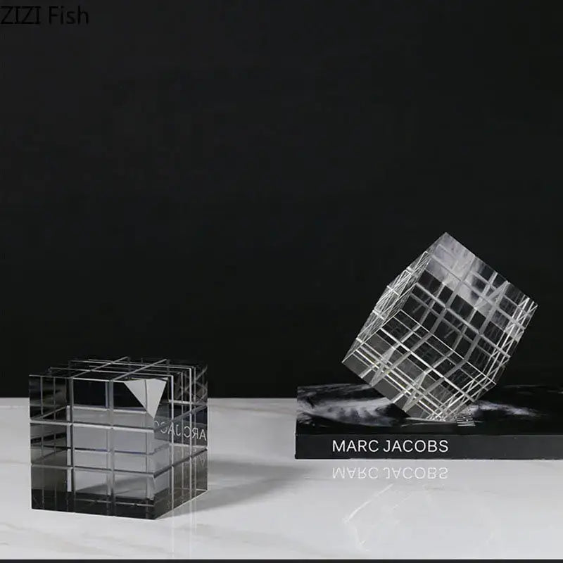 Modern black & transparent crystal magic cube desk ornament office decor