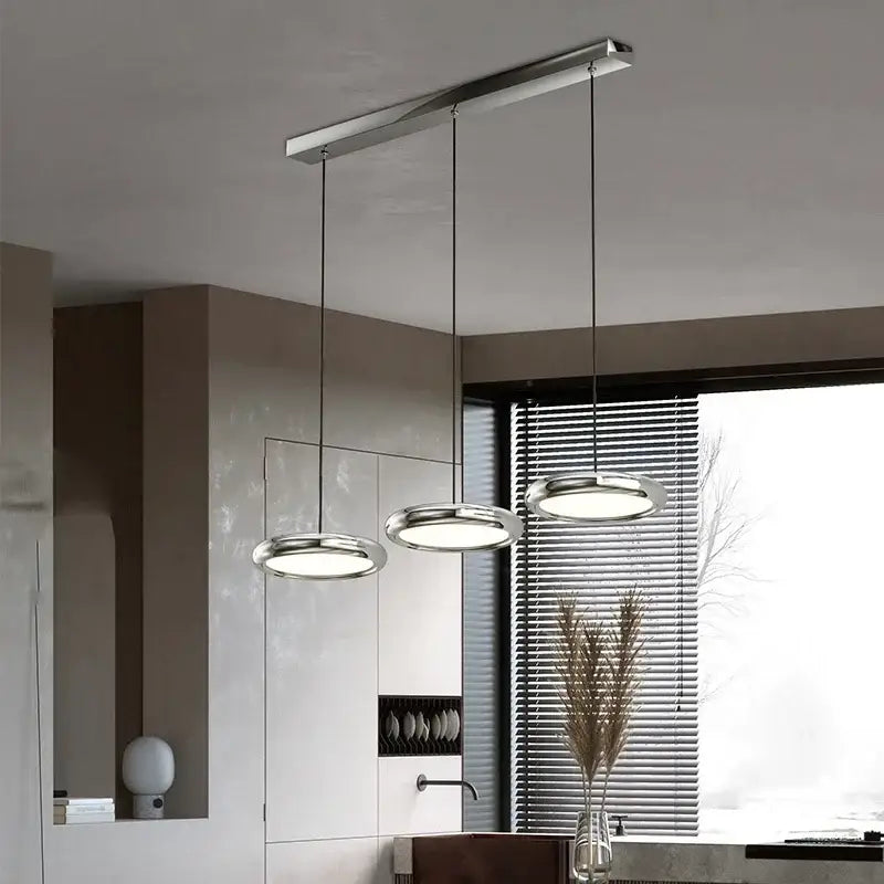 Modern black triple ring iron pendant chandelier for kitchen lighting
