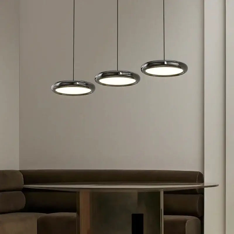 Modern black triple ring iron pendant chandelier for kitchen lighting