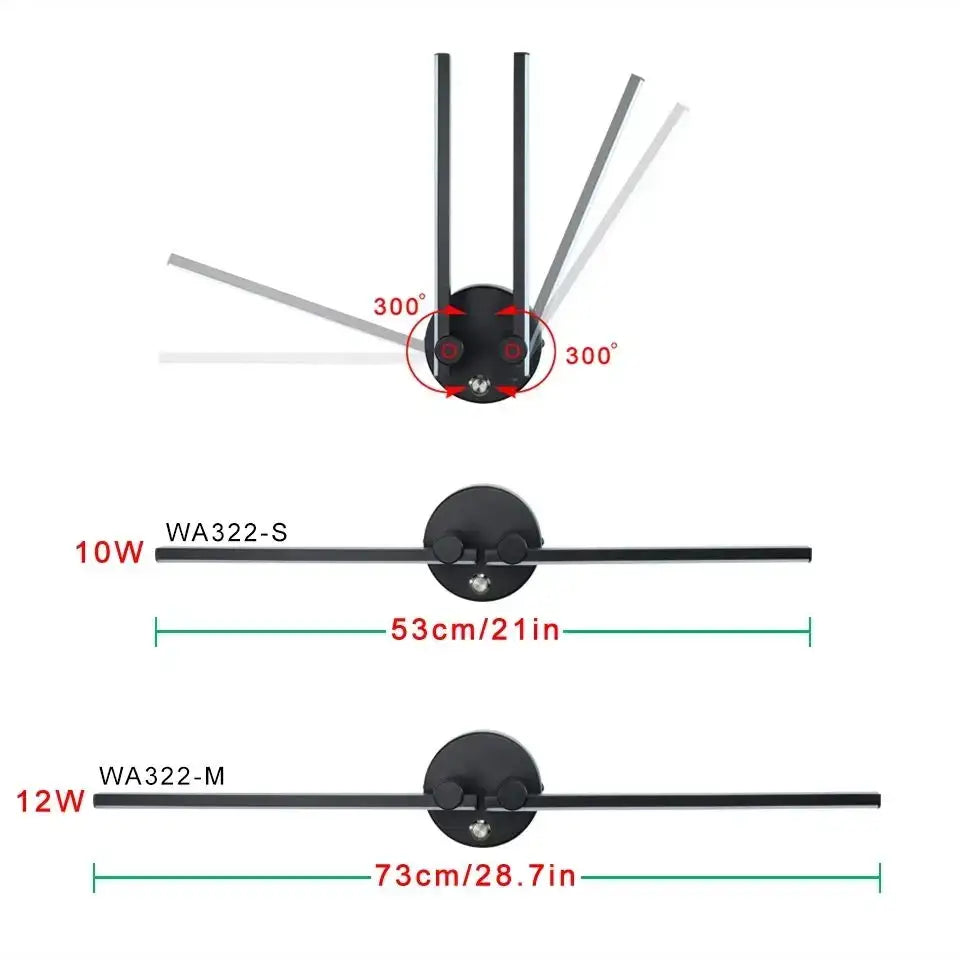 Modern black v-shaped double arm adjustable wall light for bedroom