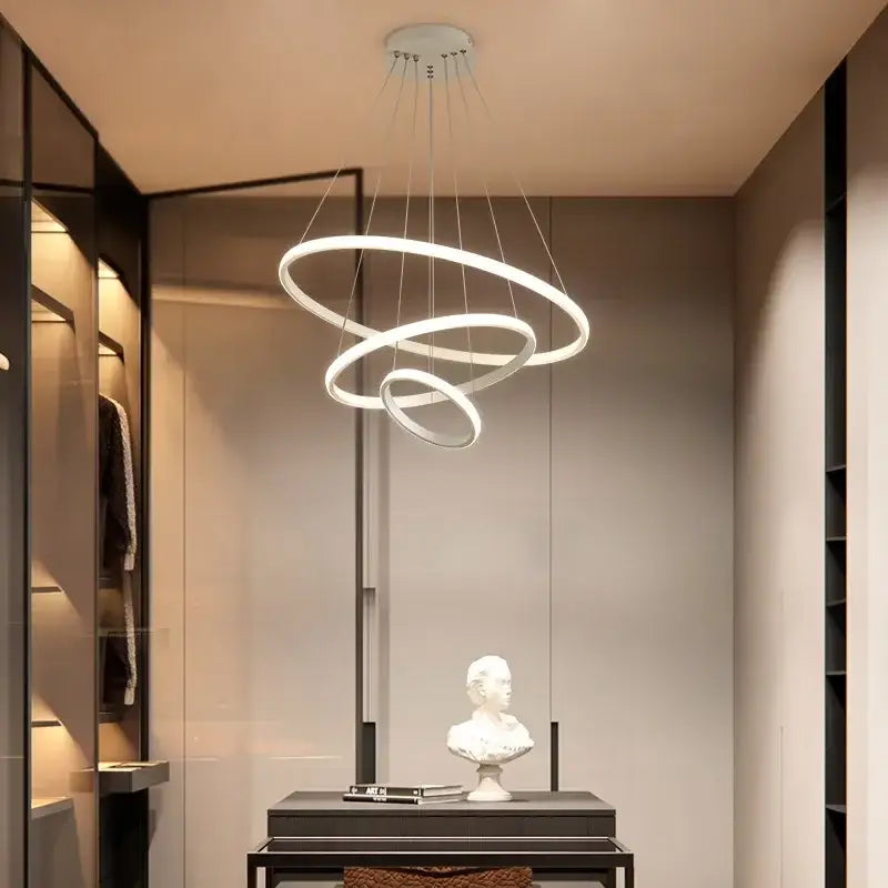Modern black & white circles chandelier pendant – living room light