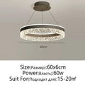 Modern black & white crystal rings led chandelier dining room