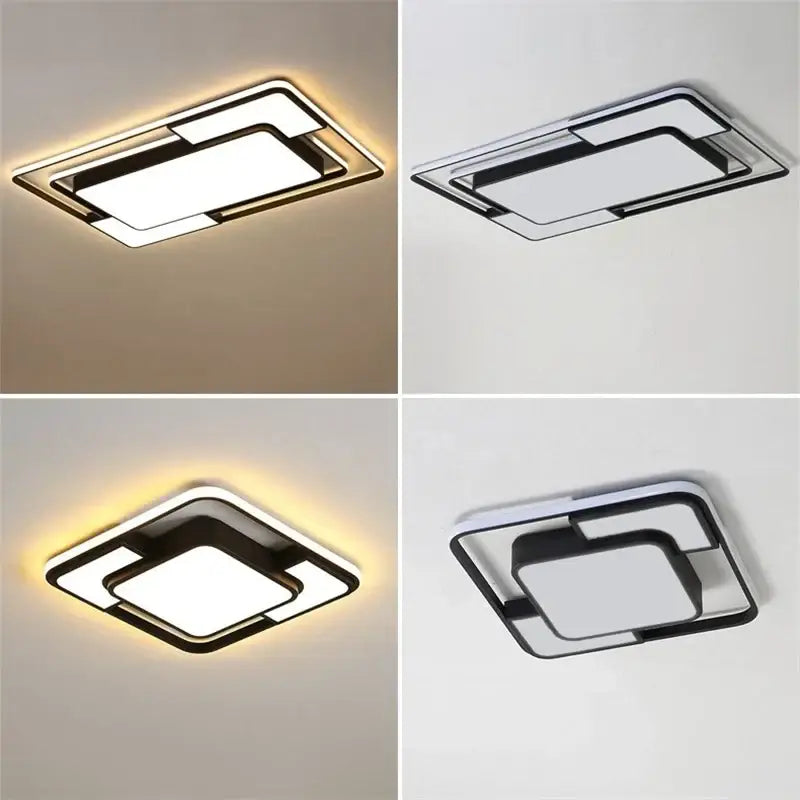 Modern black & white geometry led ceiling light living room decor