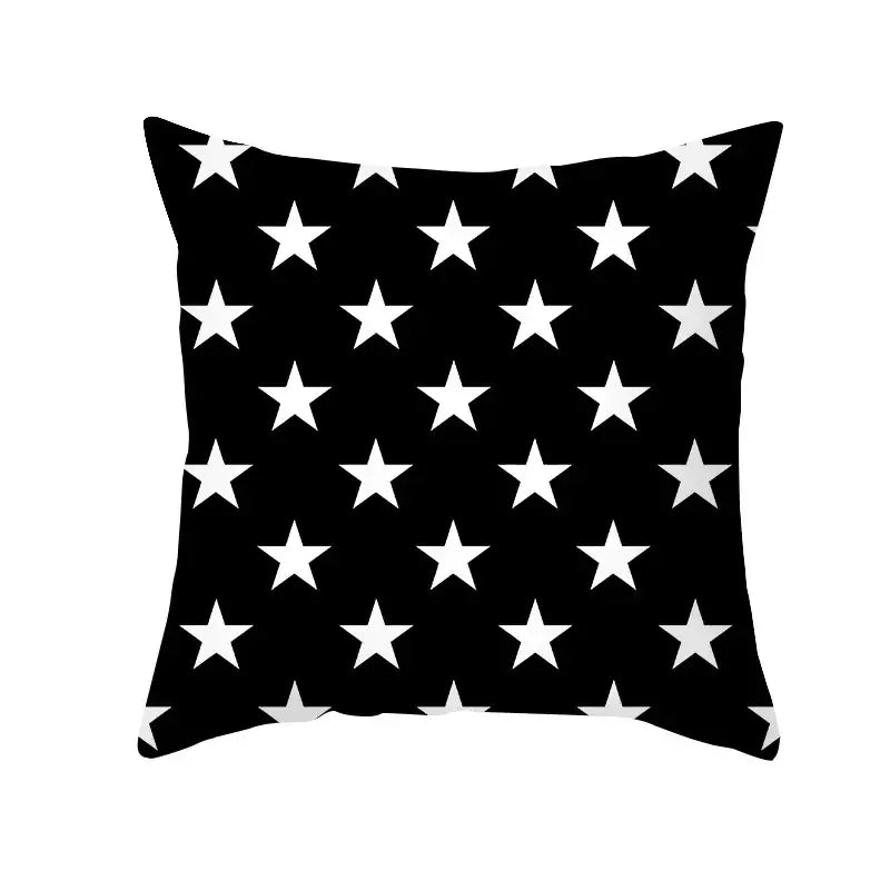 Modern black & white geometry letters cushion cover living room