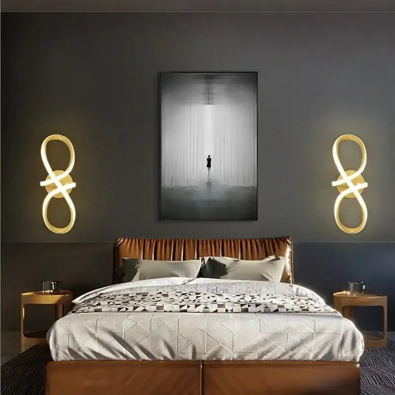 Modern black & white infinity led wall sconce bedroom light