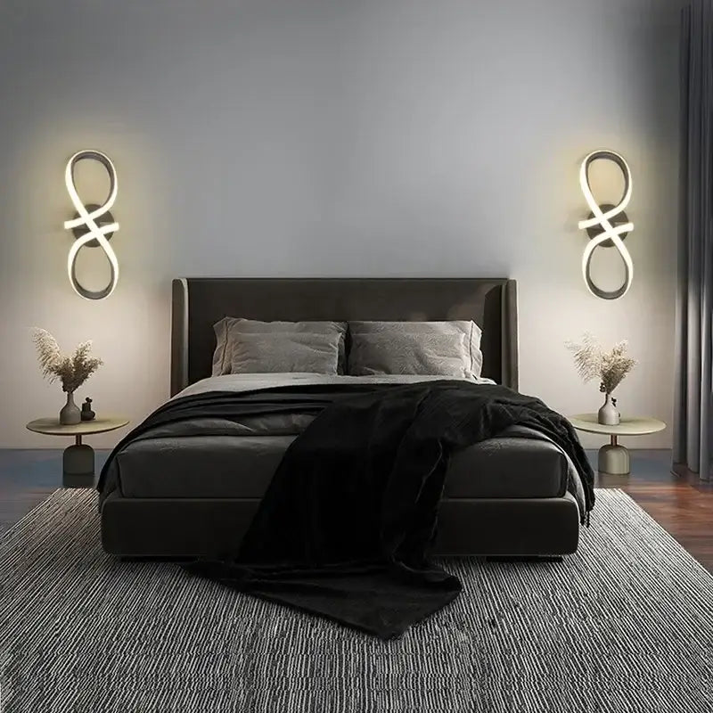 Modern black & white infinity led wall sconce bedroom light