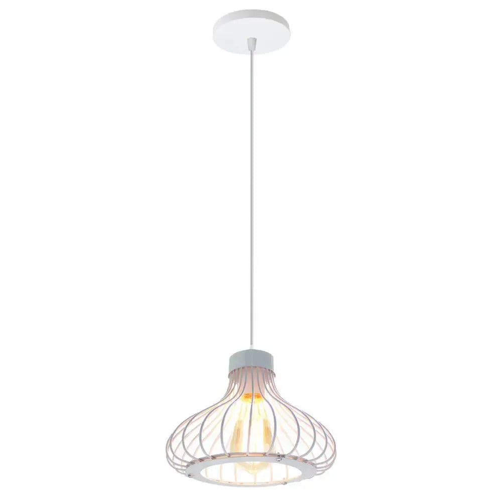 Modern black & white iron cage pendant lights for kitchen decor