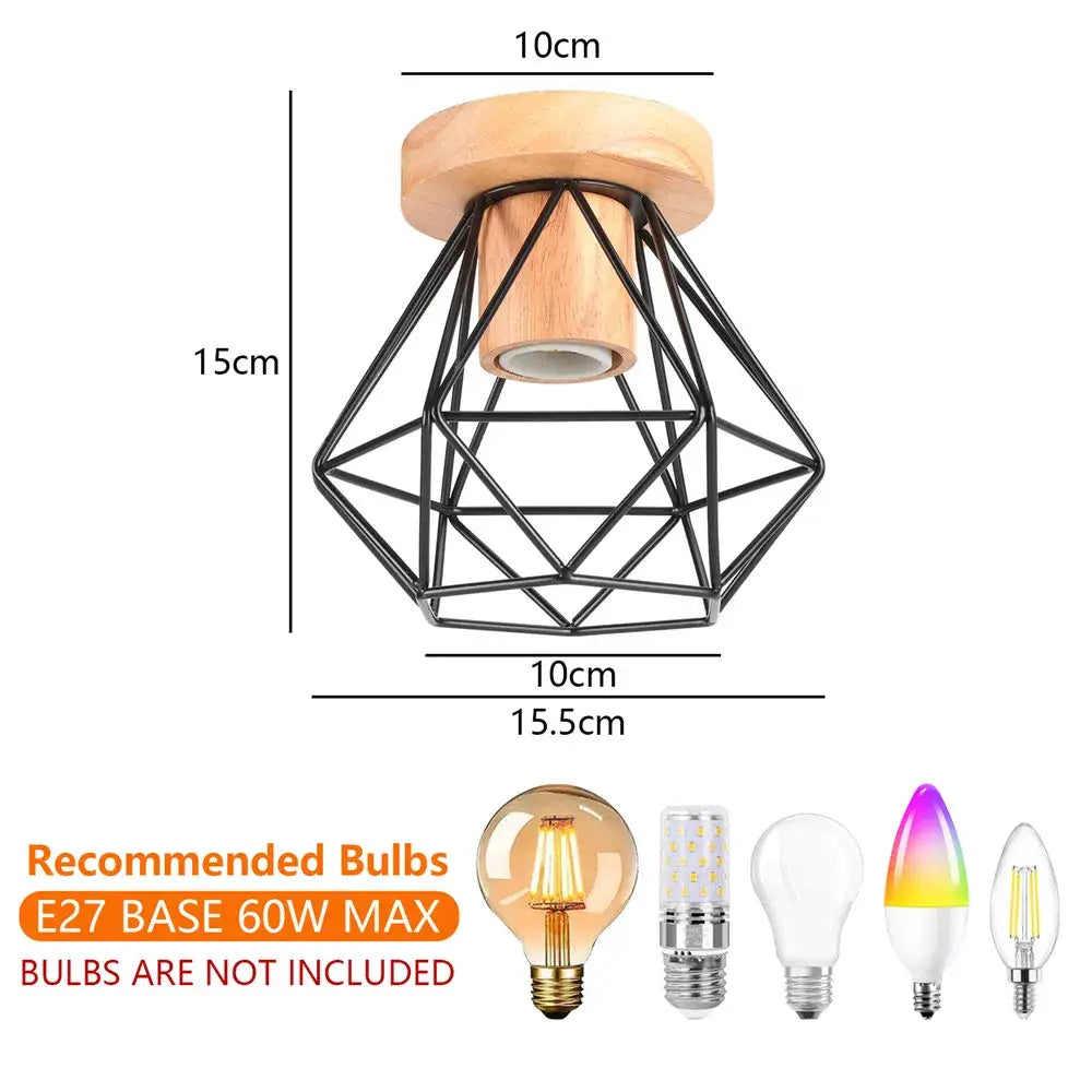 Modern black & white iron wood e27 ceiling light bedroom lamp