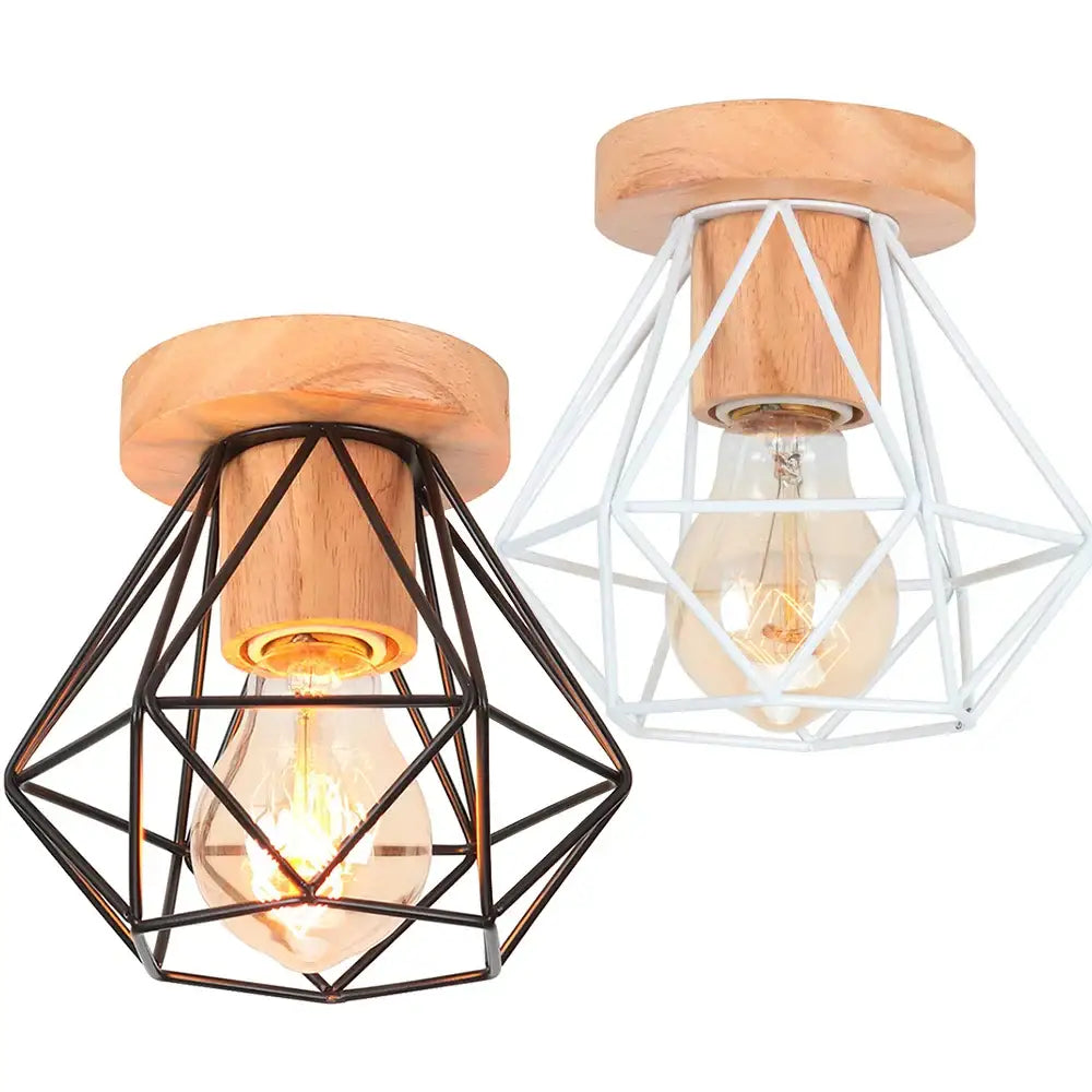 Modern black & white iron wood e27 ceiling light bedroom lamp