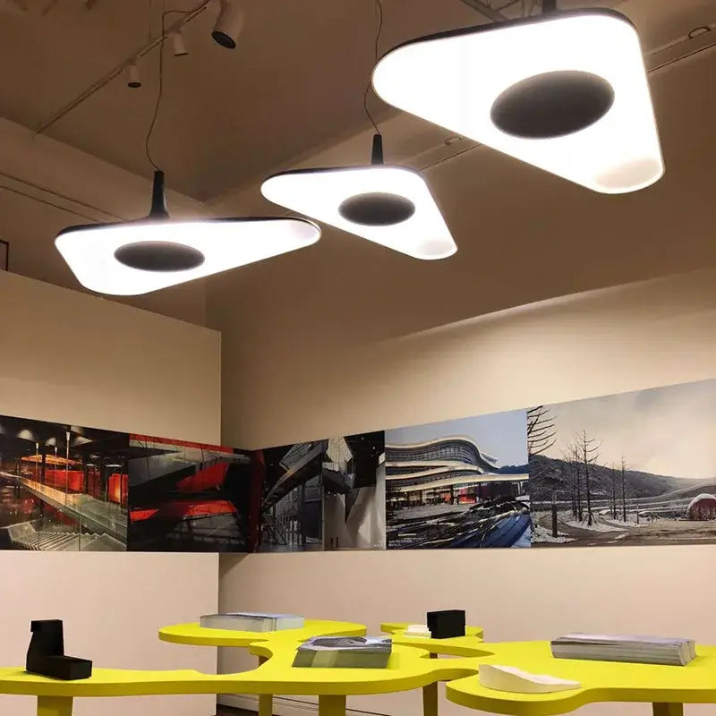 Modern black & white irregular pendant light dining room decorbites