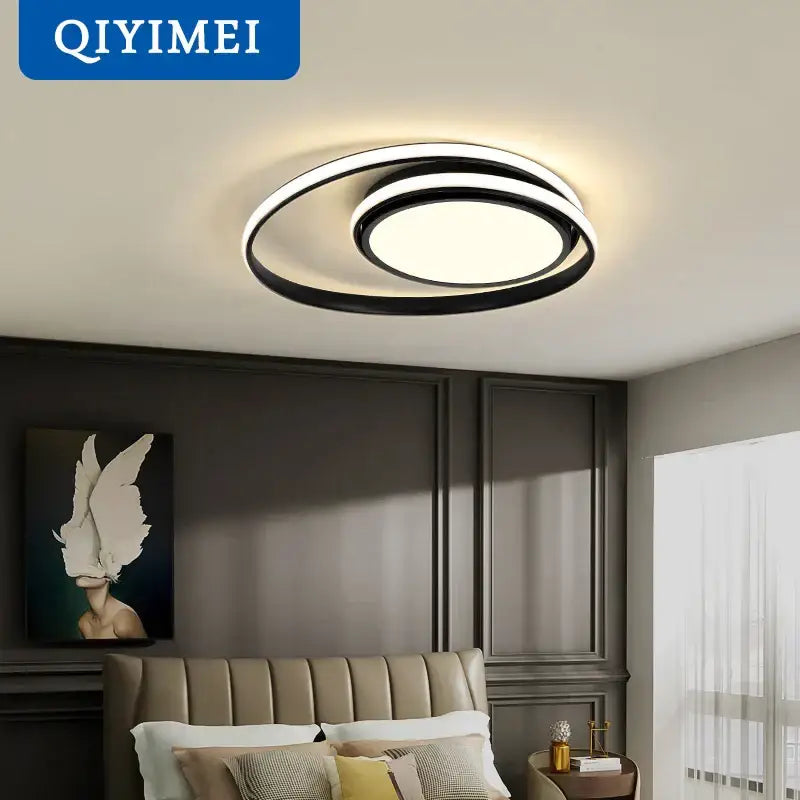 Modern black & white minimalist led ceiling light for living room