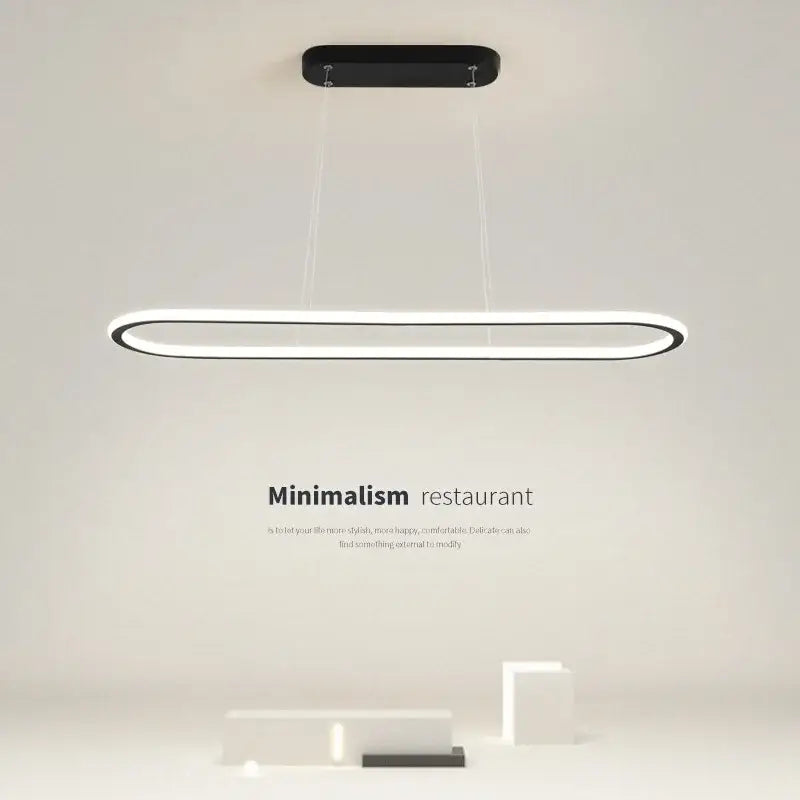 Modern black & white oval led chandelier dining room pendant light