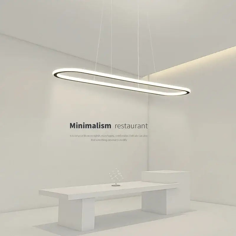 Modern black & white oval led chandelier dining room pendant light