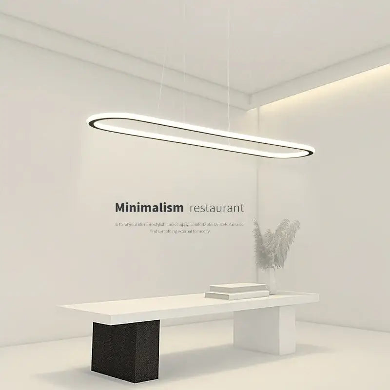 Modern black & white oval led chandelier dining room pendant light