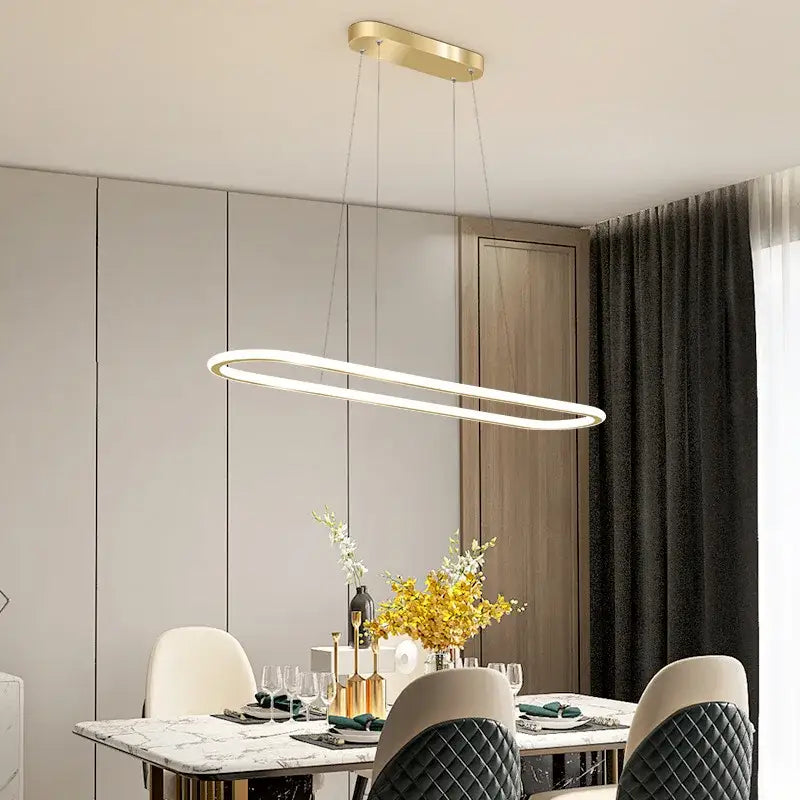 Modern black & white oval led chandelier dining room pendant light