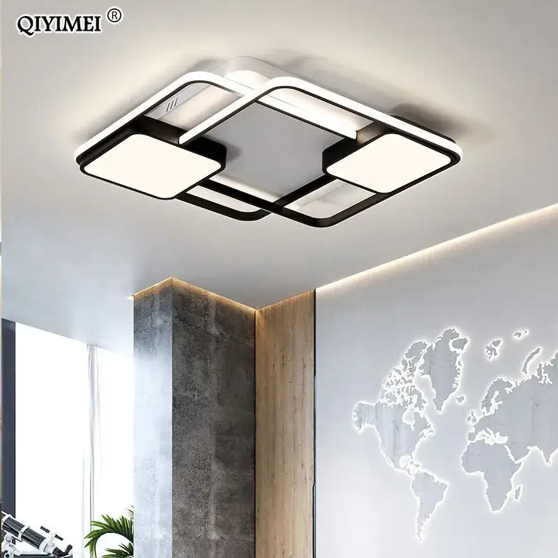 Modern black & white rectangular led ceiling light living room